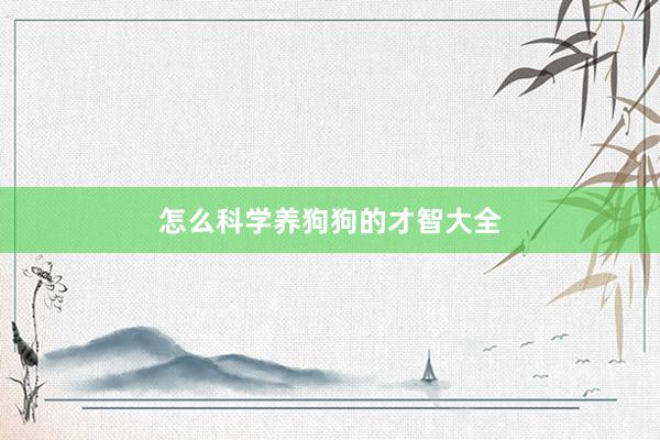 怎么科学养狗狗的才智大全